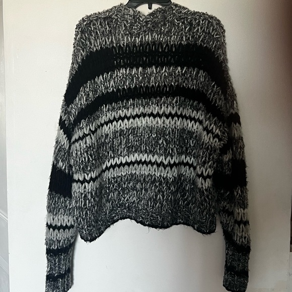 COPY - Free People Chunky Knit Cardigan - Black/grey Size M - Picture 3 of 4